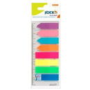 Stick'n Stick index plastic transp. color 45 x 12 mm, 8 x 25 file/set + index sageata, Stick"n-8 culori neon