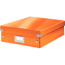 Cutie depozitare LEITZ WOW Click & Store Organizer, carton laminat, medie, portocaliu
