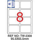 Accesorii birotica Etichete albe autoadezive, repozitionabile, 8/A4, 95.5 x 65.5mm, 25 coli/top, TANEX-colturi rotunji