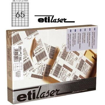 Accesorii birotica Etilux Etichete autoadezive 65/A4, 38,1 x 21,2 mm, 200 coli/top, ETILASER - albe