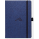 Dingbats wildelife Caiet cu elastic, A5+, 96 file-100g/mp-cream, coperti rigide albastre, Dingbats Whale - dictando