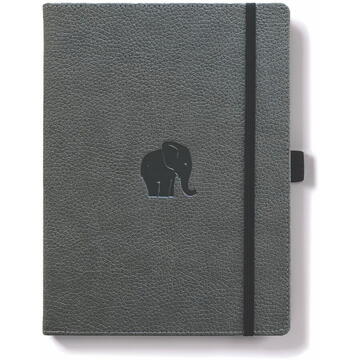 Dingbats wildelife Caiet cu elastic, A5+, 96 file-100g/mp-cream, coperti rigide gri, Dingbats Elephant - cu puncte