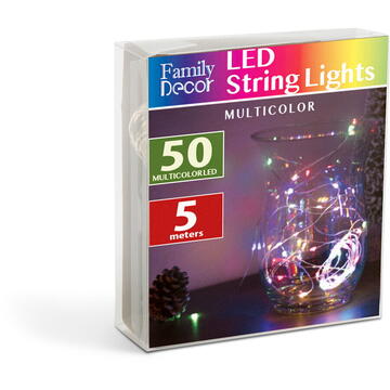 GLOBIZ Sir de lumini LED de Craciun - 5 m -50 LED - multicolor, 3xAA