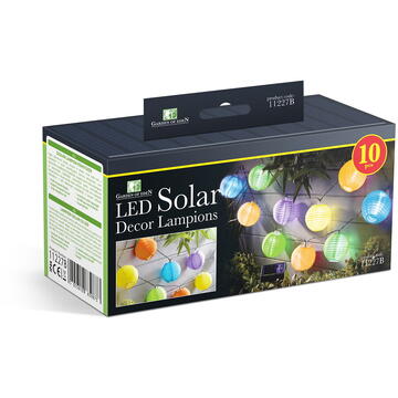 Garden of Eden - șir de 10 lampioane solare LED diferite culori, alb rece 3,7 m