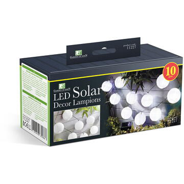 Garden of Eden - Şir 10 lampioane solare LED alb rece 3,7 m