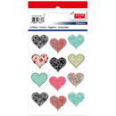 Articole pentru scoala Stickere decorative, 12 buc/fila, 2 file/set, TANEX Kids - inimi