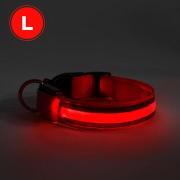 Diverse petshop Yummie Zgardă LED cu baterie - marime L - roșie