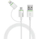 Accesorii birotica Cablu de date Leitz Complete, Micro-USB la USB-A, cu adaptor Lightning pentru iphone, 1 m, alb