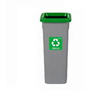 Cos plastic reciclare selectiva, capacitate 20l, PLAFOR Fit - gri cu capac verde - sticla