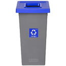 Cos plastic reciclare selectiva, capacitate 75l, PLAFOR Fit - gri cu capac albastru - hartie