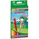 Articole pentru scoala Creioane colorate cu guma, cutie carton, 12 culori/set, ALPINO Erasable