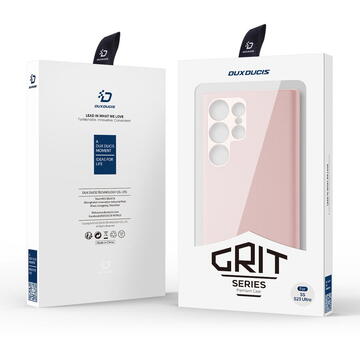 Carcasa Dux Ducis GRIT Leather compatibila cu Samsung Galaxy S23 Ultra Pink