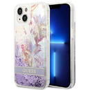 Husa Guess GUHCP14SLFLSU iPhone 14 6.1 &quot;violet / purple hardcase Flower Liquid Glitter
