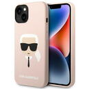 Husa Karl Lagerfeld KLHMP14SSLKHLP iPhone 14 6.1 &quot;hardcase light pink / light pink Silicone Karl`s Head Magsafe