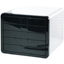 Accesorii birotica Suport plastic cu 5 sertare pentru documente, HAN iBox - alb lucios/negru lucios