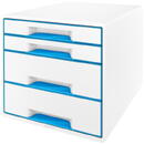 Accesorii birotica Cabinet cu sertare LEITZ Wow, 4 sertare - alb/albastru