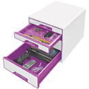 Accesorii birotica Cabinet cu sertare LEITZ Wow, 4 sertare - alb/mov