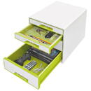 Accesorii birotica Cabinet cu sertare LEITZ Wow, 4 sertare - alb/verde