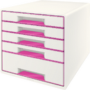 Accesorii birotica Cabinet cu sertare LEITZ Wow, 5 sertare - alb/roz