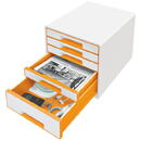 Accesorii birotica Cabinet cu sertare LEITZ Wow, 5 sertare - alb/portocaliu