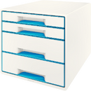 Accesorii birotica Cabinet cu sertare LEITZ Wow, 4 sertare - alb/albastru