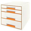 Accesorii birotica Cabinet cu sertare LEITZ Wow, 4 sertare - alb/portocaliu