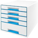 Accesorii birotica Cabinet cu sertare LEITZ Wow, 5 sertare - alb/albastru