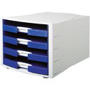 Accesorii birotica Suport plastic cu 4 sertare pentru documente, HAN Impuls (open) - gri deschis/albastru