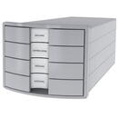 Accesorii birotica Suport plastic cu 4 sertare pentru documente, HAN Impuls - gri deschis