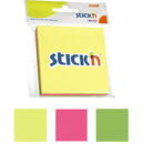Accesorii birotica Stick'n Notes autoadeziv 76 x 76 mm, 3 x 50 file/set, Stick"n - 3 culori fosforescente
