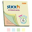 Accesorii birotica Stick'n Notes autoadeziv 76 x 76 mm, 100 file, Stick"n Alternate - 4 culori pastel