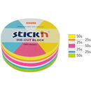 Accesorii birotica Stick'n Notes autoadeziv Die-Cut - cerc, 67 x 67 mm, 250 file, Stick"n - 5 culori fluorescente
