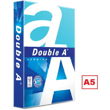 DOUBLE-A Hartie alba pentru copiator A5, 80g/mp, 500coli/top, clasa A, Double A