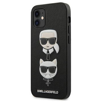 Husa Karl Lagerfeld Husa Iconik Saffiano Karl&amp;Choupette iPhone 12 Mini Negru