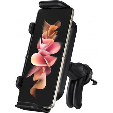 Suport auto telefon cu incarcare Wireless Samsung 9W (Max.), prindere de grila de aerisire, Negru