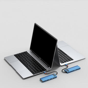 Baseus Metal Gleam, conectare PC USB Type-C, USB 3.0 x 3, USB Type C x 1 PD 100W 5V / 9V / 14.5V / 20V 5A (Max.), Gigabit RJ-45 x 1, HDMI x 1/4K/30Hz, albastru