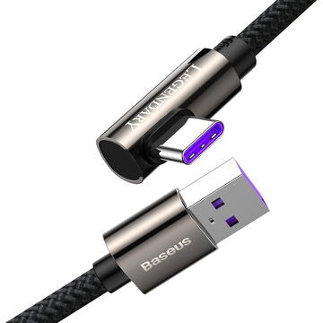 Baseus Legend Elbow, Fast Charging, USB la USB Type-C 66W braided 2m, Negru