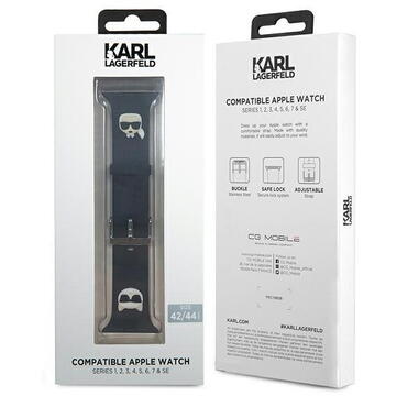 Karl Lagerfeld Curea Karl &amp; Choupette Apple Watch 42mm / 44mm Negru