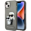 Husa Husa telefon Karl Lagerfeld pentru iPhone 14 Plus, IML Glitter Karl and Choupette NFT, Plastic, Negru