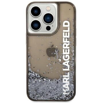 Husa Husa telefon Karl Lagerfeld pentru iPhone 14 Pro Max, Translucent Liquid Glitter, Plastic, Negru