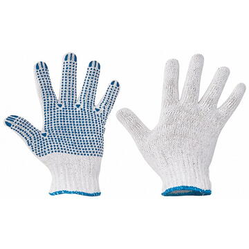 Protectia muncii pbs Manusi protectie Plover, standard EN420, degete si palma cu PVC - marime 9 - alb cu albastru