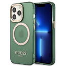 Husa Guess GUHMP13LHTCMA iPhone 13 Pro / 13 6.1&quot; green/khaki hard case Gold Outline Translucent MagSafe