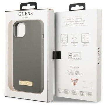 Husa Guess GUHMP13MSPLG iPhone 13 6.1&quot; grey/grey hard case Silicone Logo Plate MagSafe