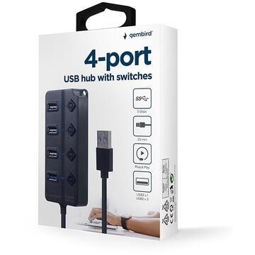 Gembird 4-port USB hub (1 x USB 3.1 + 3 x USB 2.0)