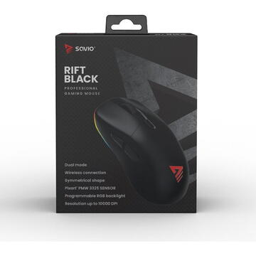 Mouse SAVIO RIFT BLACK, gaming, RGB Dual Mode