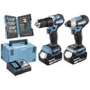 Makita cordless combo kit DLX2414JX4, 18 volts, impact drill (blue/black, 2x Li-Ion batteries 3.0 Ah, MAKPAC size 3)