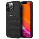 Husa MERCEDES AMG AMHCP14LGSEBK iPhone 14 Pro 6.1 &quot;black / black hardcase Leather Debossed Lines
