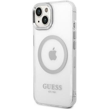Husa Guess GUHMP14MHTRMS iPhone 14 Plus 6.7&quot; silver/silver hard case Metal Outline Magsafe