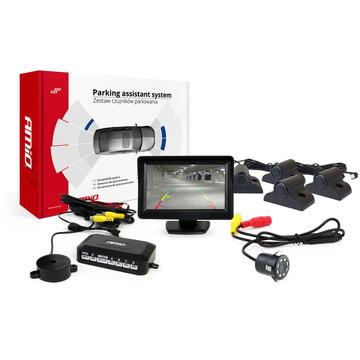 Set senzori parcare tft01 4.3" cu camera hd-308-led 4 senzori camion negru