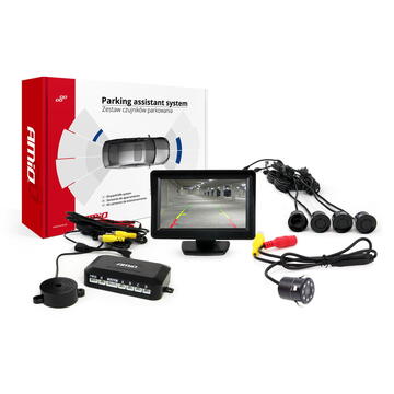 AMiO Set senzori parcare tft01 4.3" cu camera hd-307-ir 4 senzori negri